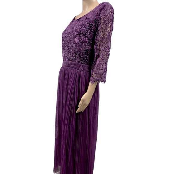 Ibtom Castle Purple Lace Tulle Half Sleeve Formal Mother of Bride Maxi Dress 2X - Picture 5 of 13